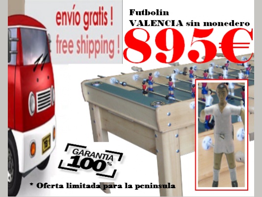 Futbolin Valencia sin monedero, Gastos de envio incluidos.